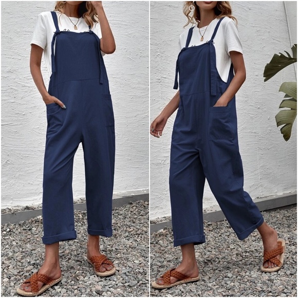 Solid Pocket Loose Fit Jumper Jumpsuit - Picture 1 of 6
